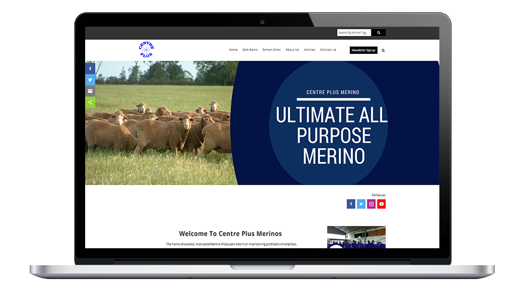 Centre Plus Drupal Website showing the homepage where users can access sheep genetic data and sale lists