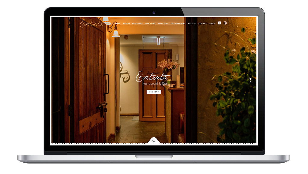 Entrata Restaurant wordpress website detailing their restaurant location and menu